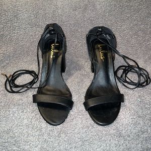 Lulu lace up block heels
